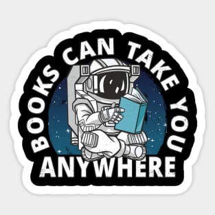 Books Book Lover Astronaut Reading Book in Space Sticker